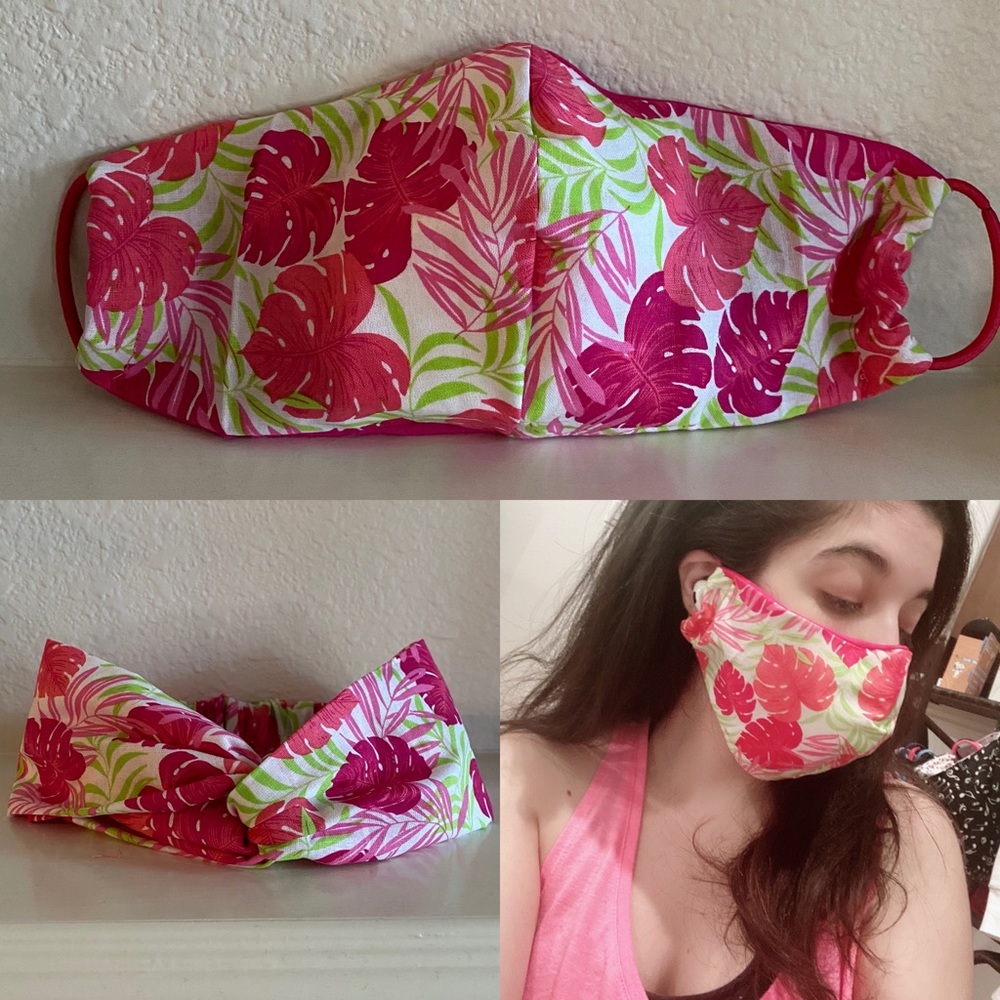 Handmade 💖💚 2 piece headband + face mask BUNDLE